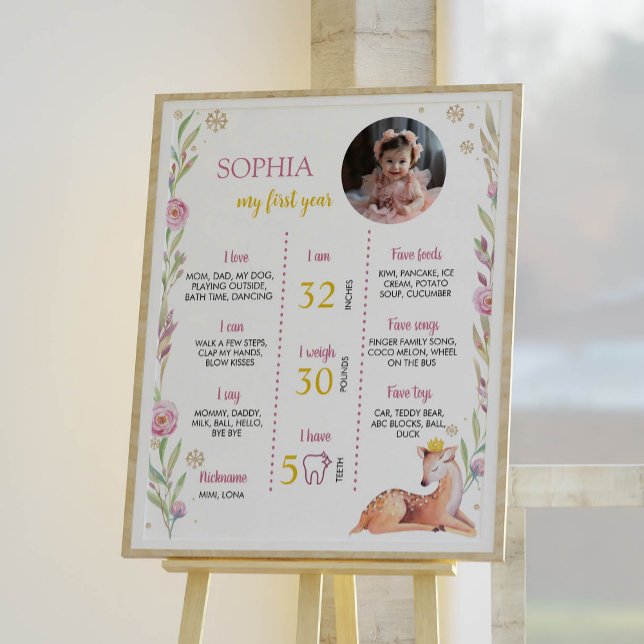 Winter Onederland Birthday Foto Milestone Poster (Criador carregado)