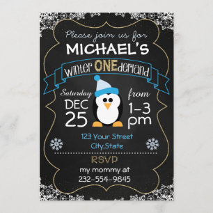 Winter Onederland convite para o aniversário boy 1