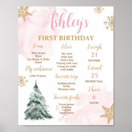 Winter Onederland First Birday Milestones Poster