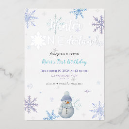 Winter ONEderland First Birthday Foil Invitation