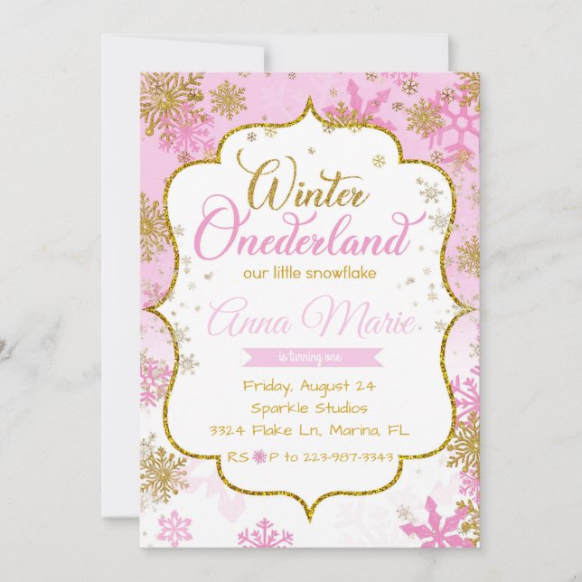 Winter Onederland Primeiro Convite de Aniversário (Frente)