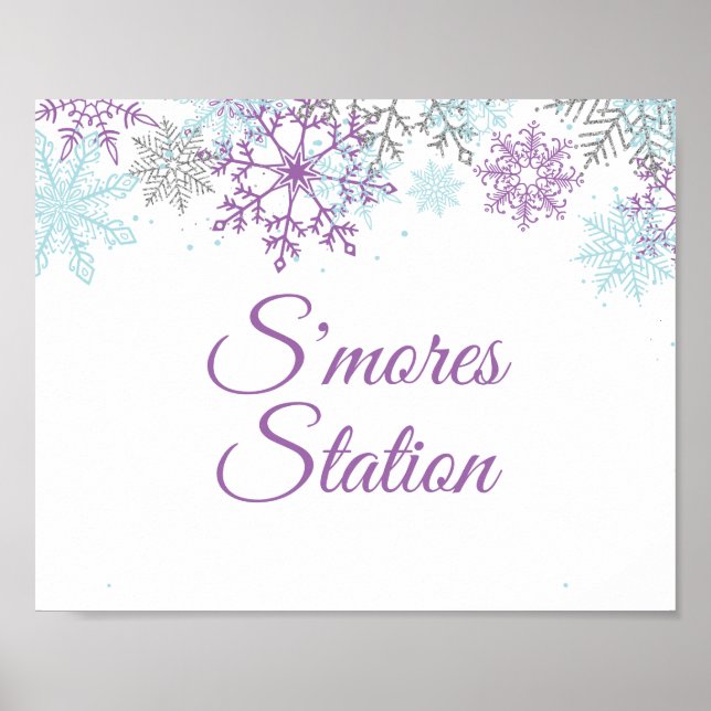 Winter Onederland S'mores Station Purple Poster (Frente)