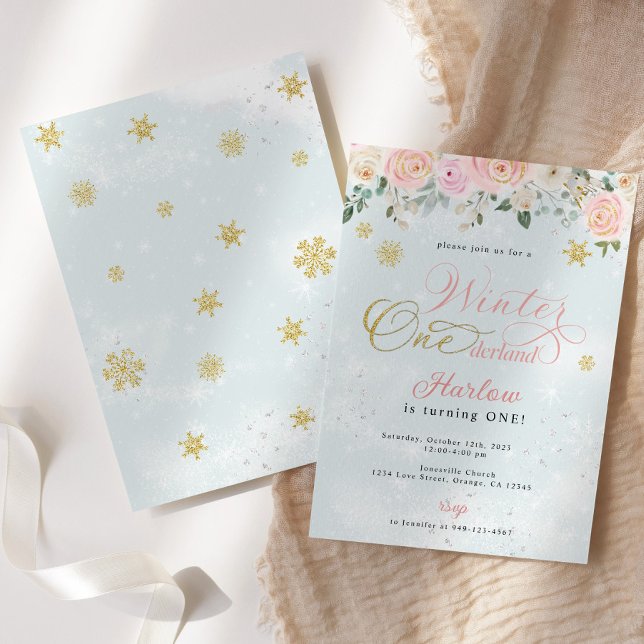 Winter Onederland Snowflake Convite de Aniversário (Criador carregado)