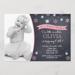 Winter Onederland Snowflake - Convites de aniversá