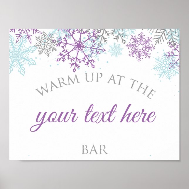 Winter Onederland Warm Up editável Purple Poster (Frente)