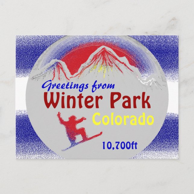 Winter Park Colorado flag cumprimenta cartão posta (Frente)