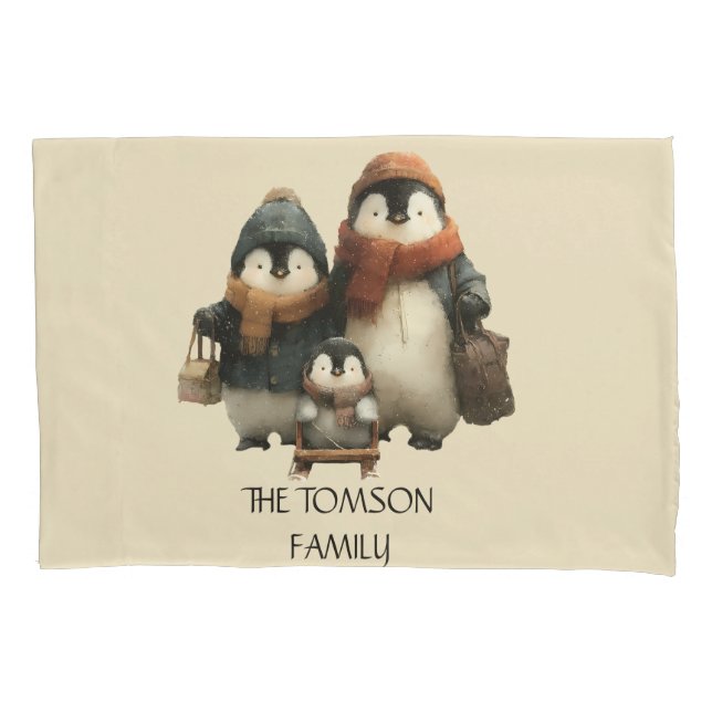 Winter Penguin Family Personalized Design (Frente)
