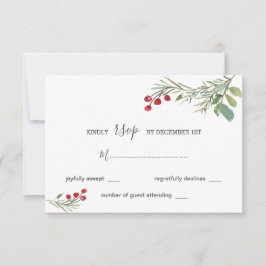 Winter Pine Cones Berry Wedding RSVP