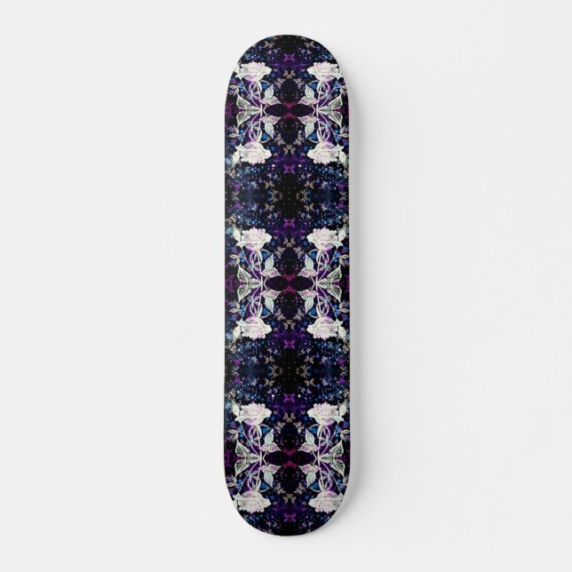 Winter Rose and Butterflies Skateboard Gift (Frente)