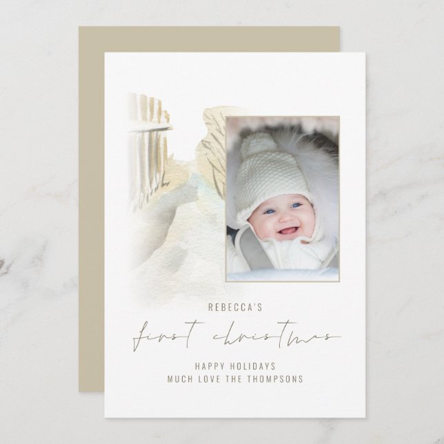 Winter Snow Path Photo Baby First Christmas (Frente/Verso)