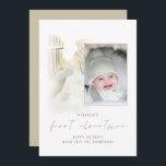 Winter Snow Path Photo Baby First Christmas<br><div class="desc">Winter Snow Path Add Photo Baby First Christmas Basta substituir o exemplo de foto pelo seu. O primeiro Natal está num estilo moderno,  escrito à mão,  e personaliza facilmente o resto do texto. Uma ilustração aquosa de cor pastel suave do caminho de neve é colocada atrás da sua imagem.</div>