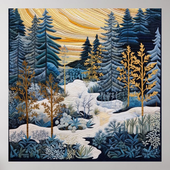 Winter Snowy Quilt Poster (Frente)