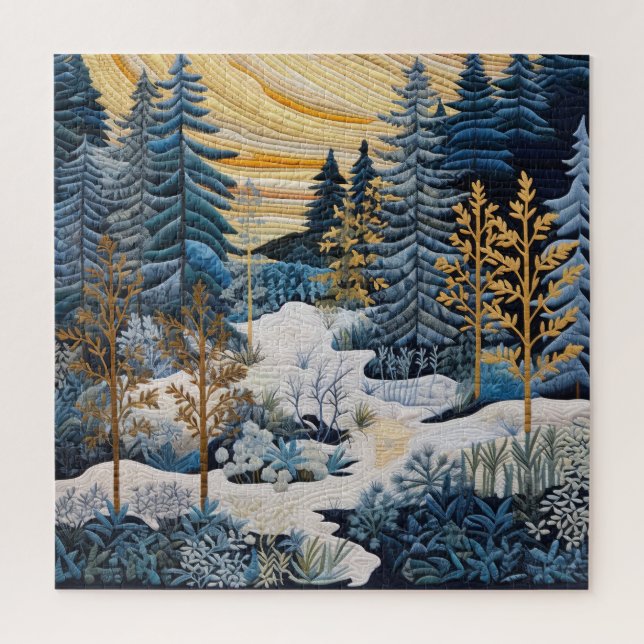 Winter Snowy Quilt Quebra-cabeça (Vertical)