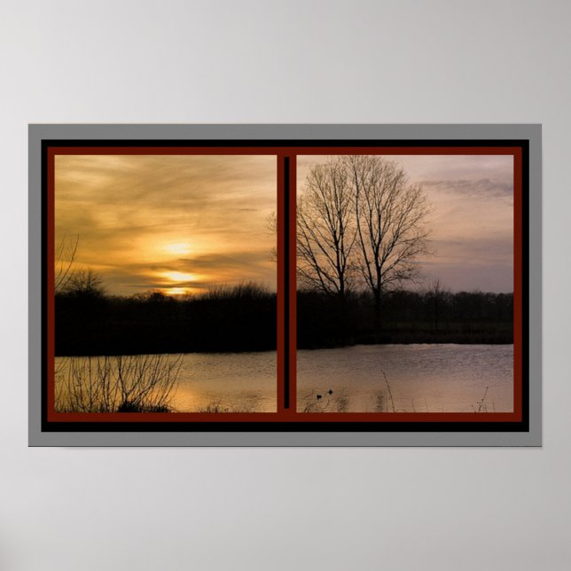 Winter Sunset Scenic Window Poster (Frente)