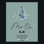 Winter tree Mon-osa bar Poster<br><div class="desc">Design features a modern calligraphy script font, snowflakes stars and watercolor forest tree. Matching items available.</div>