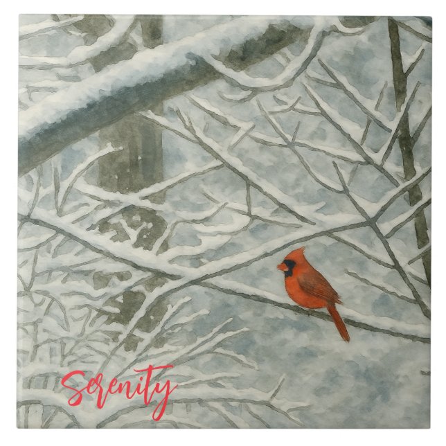 Winter Watercolor Cardinal (Frente)