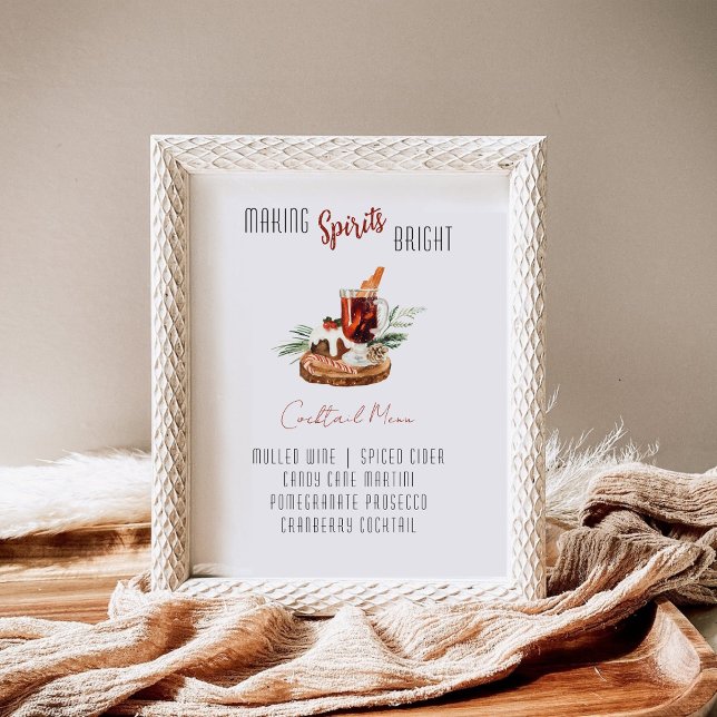 Winter Wedding Cocktail Bar Menu Party Sign (Criador carregado)