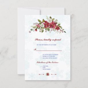 Winter White Poinsettia Snowflakes Casamento RSVP