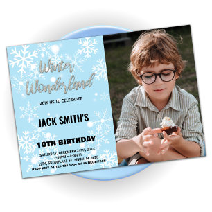 Winter Wonderland Birthday - Convites com Foto