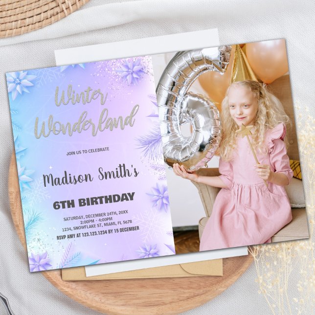 Winter Wonderland Birthday - Convites com Foto (Winter Wonderland Birthday Invitations with Photo)