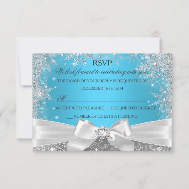 Winter Wonderland Blue Sweet 16 RSVP (Frente)
