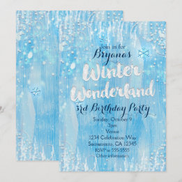 Winter Wonderland Frozen Ice Blue Convite de festa