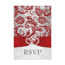 Winter Wonderland Joined Hearts Casamento RSVP - V