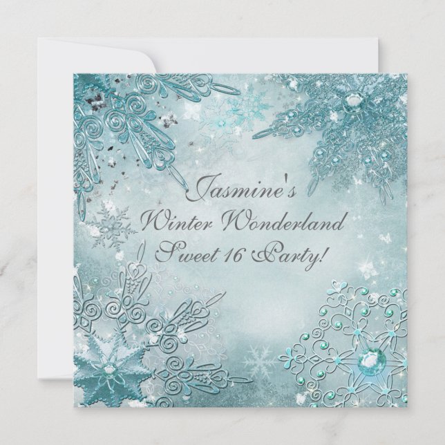Winter Wonderland Magical Snowflakes Convite (Frente)