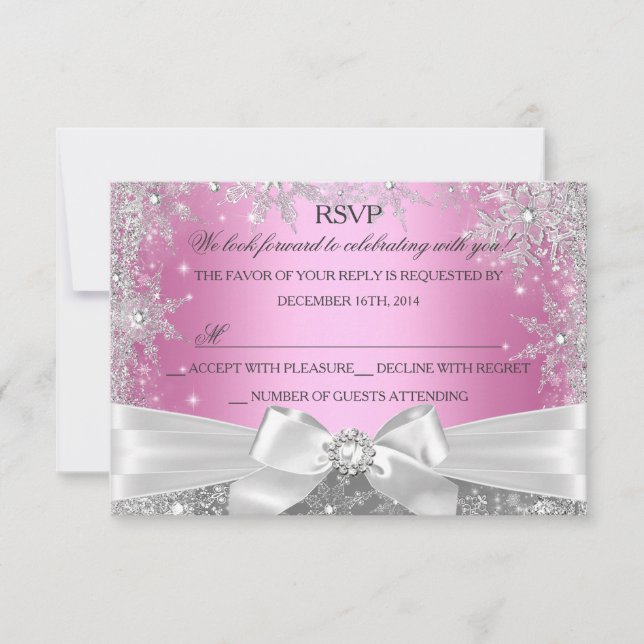 Winter Wonderland Pink Sweet 16 RSVP (Frente)