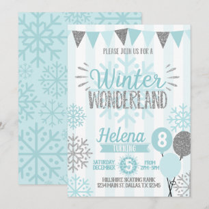Winter Wonderland Snowflake Convite de Aniversári