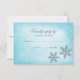 Winter Wonderland Sparkle Snowflakes Teal RSVP