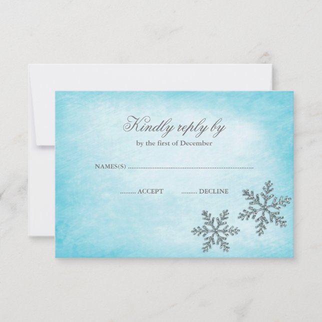 Winter Wonderland Sparkle Snowflakes Teal RSVP (Frente)