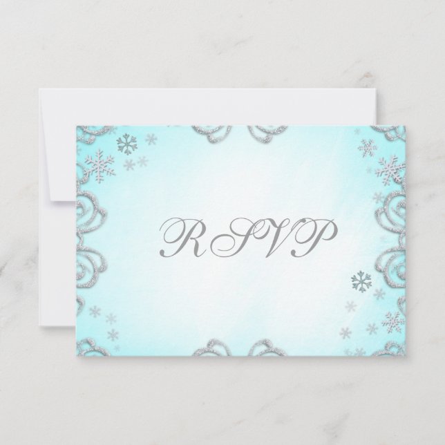 Winter Wonderland Swirl Snowflakes RSVP Card (Frente)