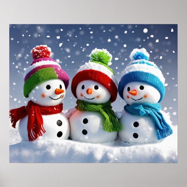 Winter Wonderland Trio 3D Snowmen Poster (Frente)