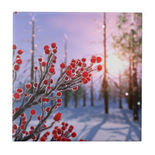 Winterberry in Ice Decorative Azulejo / Trivet