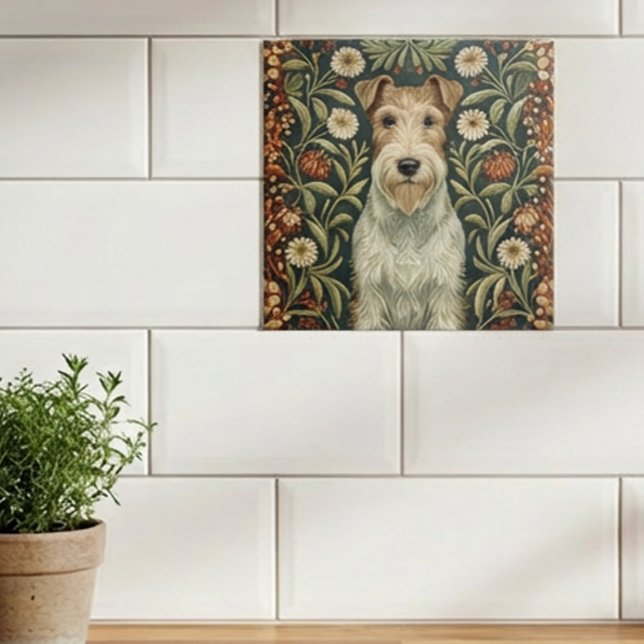 Wire Fox Terrier em estilo floral William Morris (Criador carregado)