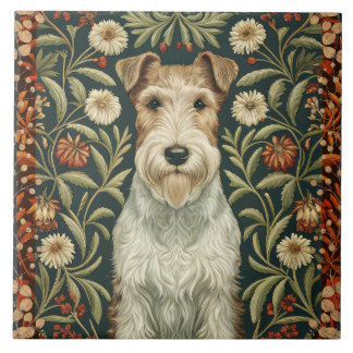 Wire Fox Terrier in William Morris Floral Style
