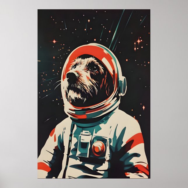 Wirehaired Pointing Griffon Astronaut Poster (Frente)