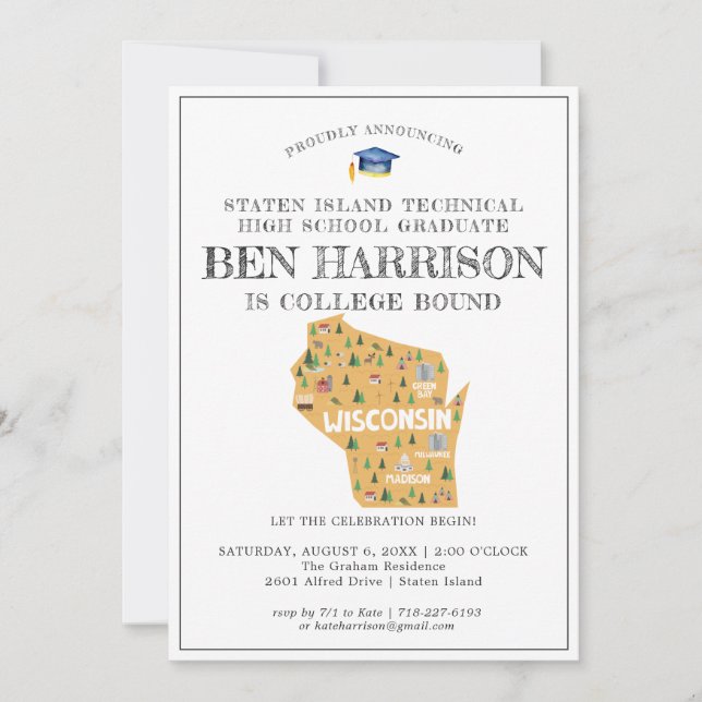 Wisconsin | Festa de Formatura para Universitário (Frente)