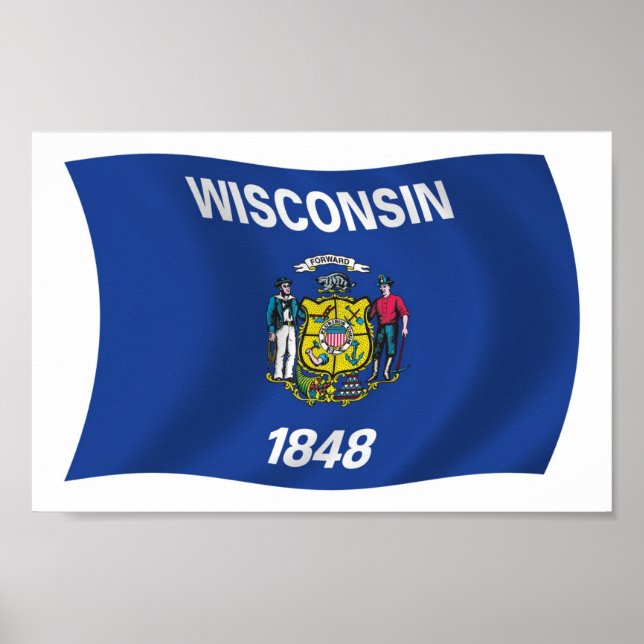 Wisconsin Flag Poster Impressão (Frente)
