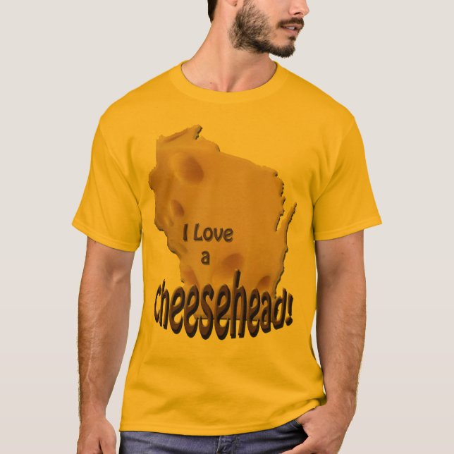Wisconsin Love a Cheesehead Mens camiseta Dourada (Frente)