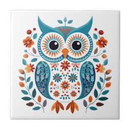 Wise Blue Owl Scandinavian Folk Art