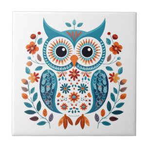 Wise Blue Owl Scandinavian Folk Art
