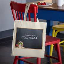 Wise Owl Chalkboard Personalised Teacher Bolsa