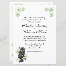 Wise Owl Green Flowers Convite Para Casamento