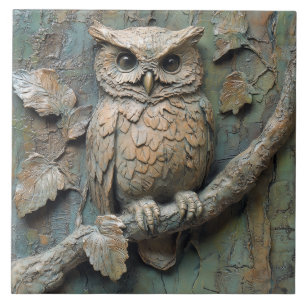 Wise Owl no Branch Wildlife Faux Alivio