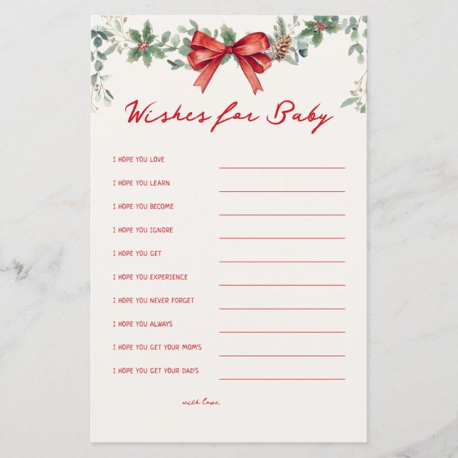 Wishes For Baby Christmas Baby Shower Games (Frente)