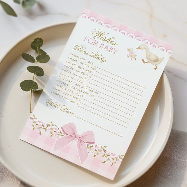 Wishes for baby Silly Goose Pink Baby Shower card (Criador carregado)