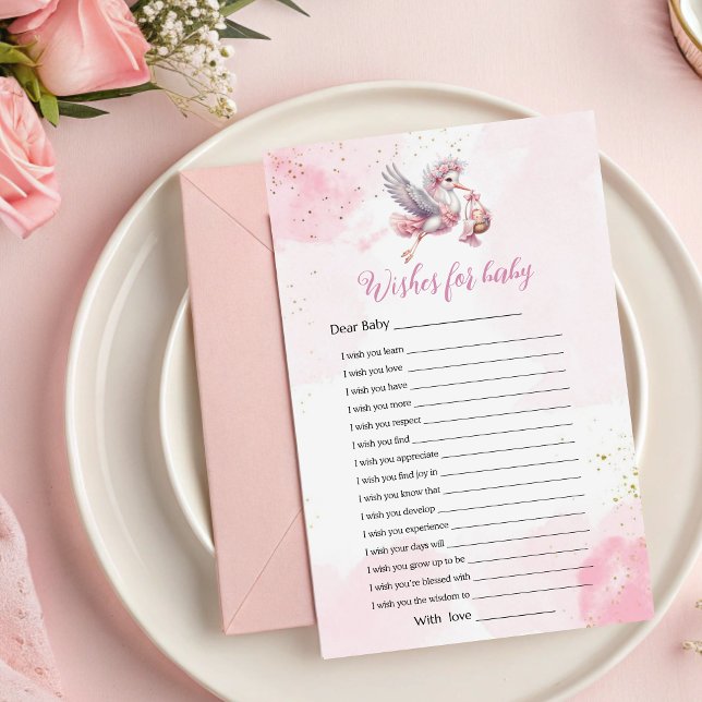Wishes for Baby Stork Girl Shower Game (Criador carregado)