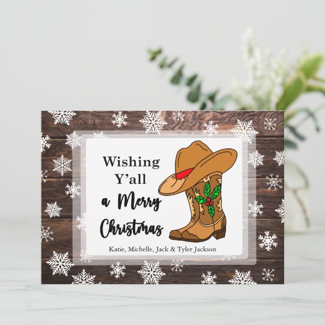 Wishing Y'all a Feliz Cartão de Férias de Natal (Em pé/Frente)